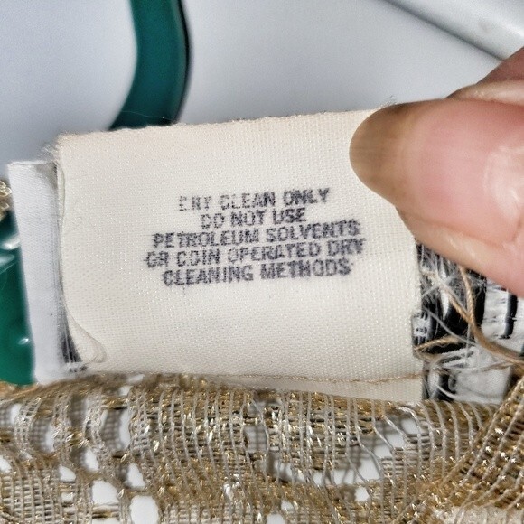 Vintage Gold Metallic & Nylon Deco Button Front Mandarin Collar Semi Sheer Top - Picture 8 of 8